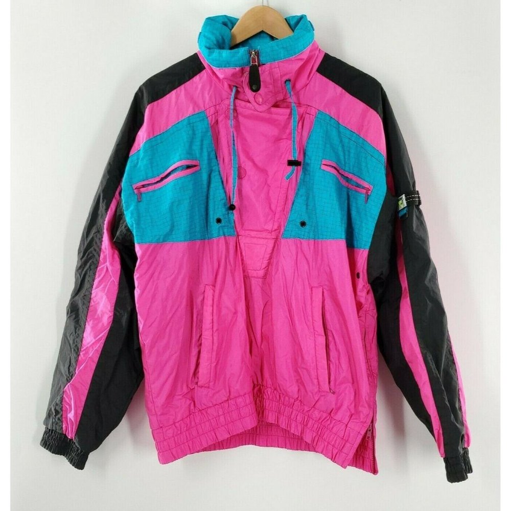 Vtg Kaelin Tech Pink Blue Multicolored Ski Jacket Size M
